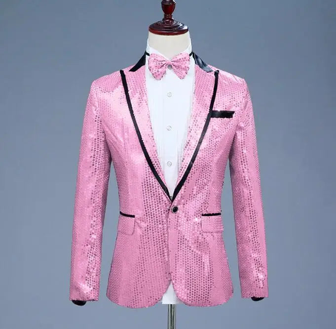 2026 New Men's Red Suit Jacket, Wedding Party Slim Dress Coat, Sequin Decoration Luxurious Blazers Blue Green Terno Masculino