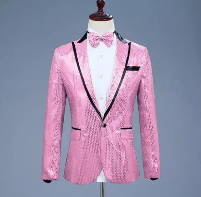 2026 New Men's Red Suit Jacket, Wedding Party Slim Dress Coat, Sequin Decoration Luxurious Blazers Blue Green Terno Masculino