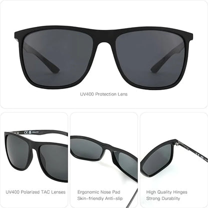 New Square Polarized Sunglasses for Men Ultralight Carbon Fiber Sun Glasses Driving Fishing Golf Sport UV400 Protection