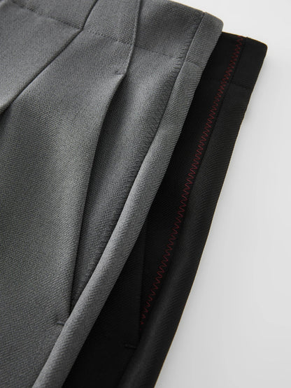 FSLE Women Spring Black Suit Sets Office Lady Temperament Short Single Button Blazers Full Length Trousers 25FS11065+25FS11066