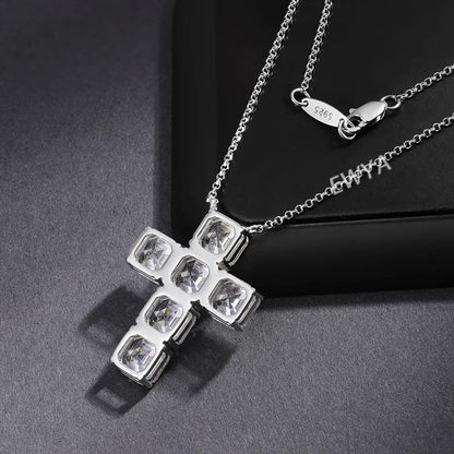 Luxury 12cttw Full 7*7mm Asscher Cut D Color Moissanite Pendant Necklace for Women S925 Silver Pass Diamond Test Neck Chain