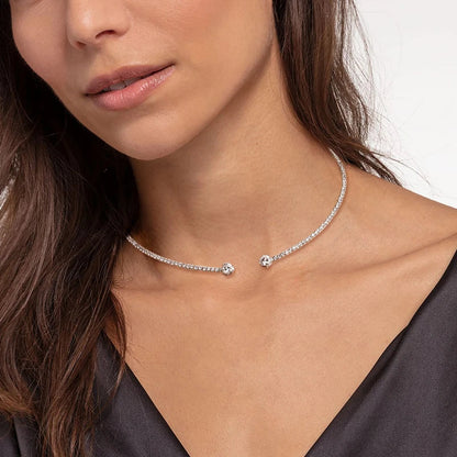 Heart Moissanite Collar Choker Necklace for Women 925 Sterling Silver Simple Open Collar Necklaces Jewelry Accessories