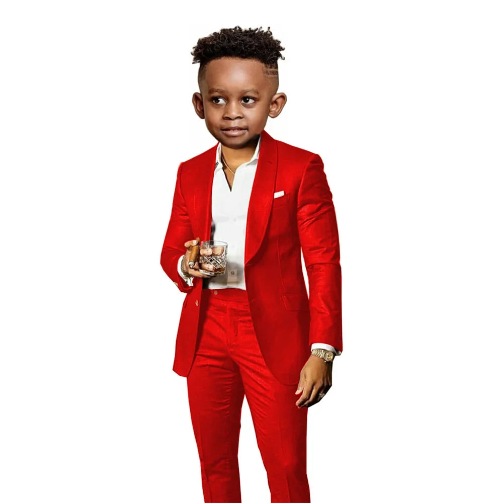 Many Colors Boys Regular Fit Suit Set 2 Pieces Jacket Pants Formal Banquet Outfit Handsome Comfortable Wedding Tuxedo For Kids