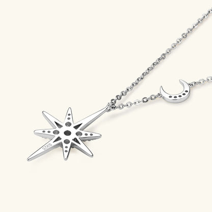 100% 925 Silver Full Moissanite Necklace for Women 18K Gold Plated Star&Moon Pendant Necklace Choker Chain Fine Jewelry Gifts