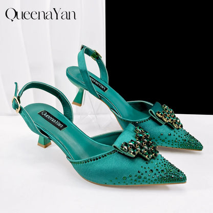 Elegant Navy Blue Handbag and Medium Heel Shoes Set with Beautiful Handmade Metal Decoration for Weddings and Parties