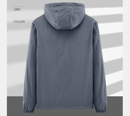 UPF50+ Summer Outdoor Quick Dry Sun-Protective Thin Jacket Men Hiking Fishing Cycling Hooded Gym Sport Ultra Light Windbreaker