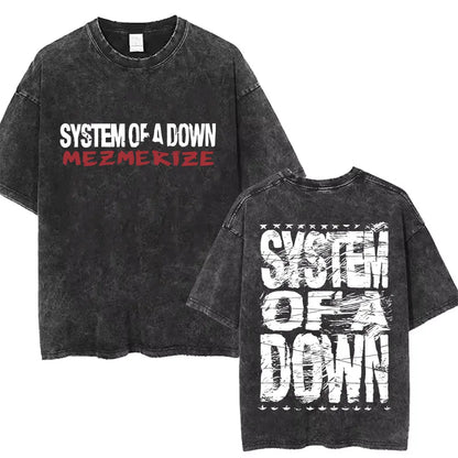 Washed Vintage System of A Down Toxicity Music Album Cover Tshirt Men Rock Oversized T Shirt 90s Alternative Metal Merch T-shirt
