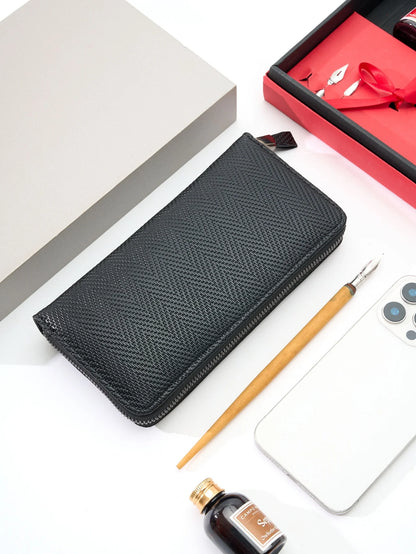 Fashion Retro Simple Long Wallet Business Office Commute Large Capacity Multi-Card Slot Portable Long Zipper Wallet Phone Wallet
