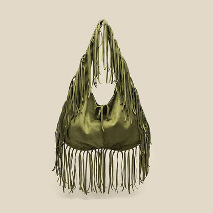 Vintage Suede Hobos Women Shoulder Bags Bohemian Tassel Handbags Large Capacity Tote Bag Autumn and Winter Big Shopper Purses