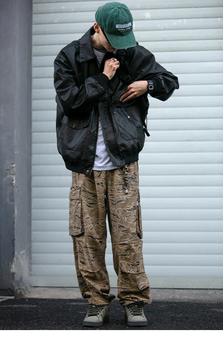High Quality American Retro Ast Craft Camouflage Cargo Pants For Men Clothing Outdoors Tactical Pants Casual Baggy Trousers Male