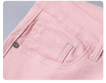 98% Cotton 4 Colors Stretchy Jeans Men's Mid-waist Straight Pencil Denim Trousers Brand Clothing Personality Fashion Male Pants