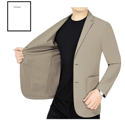 New Summer Man Thin Sunscreen Blazers Jackets Solid Business Casual Suits Coats Male Slim Elastic Blazers Jackets  Clothing 4XL