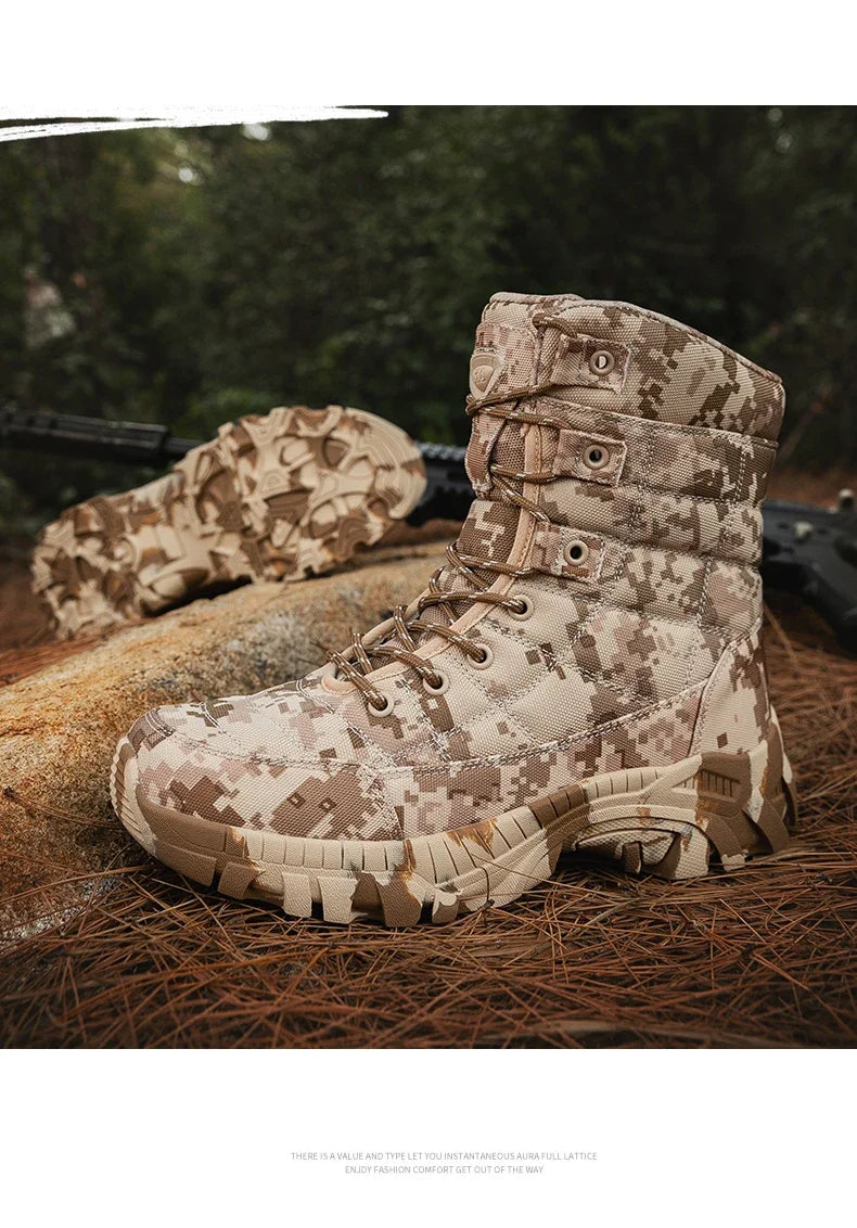 Men Tactical Boots Waterproof Army Work Climbing Hiking Shoes Training Motorcycle Hunting Safety Unisex Desert Boot High Quality