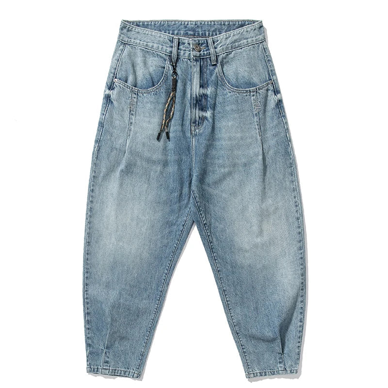 American Vintage High Quality Denim Cargo Pants Men Clothing Streetwear Loose Skate Jeans Harajuku Casual Harem Trousers Male
