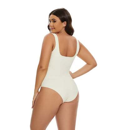 Ribbed Tummy Jumpsuit Daily Shaper Bodysuits Light Control Compress Tummy Control Open Crotch Shapewear Suits Open Crotch