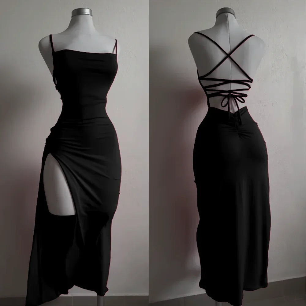 2025 explosive new dress summer high sensibility halter strap Spice Girl bag hip dress
