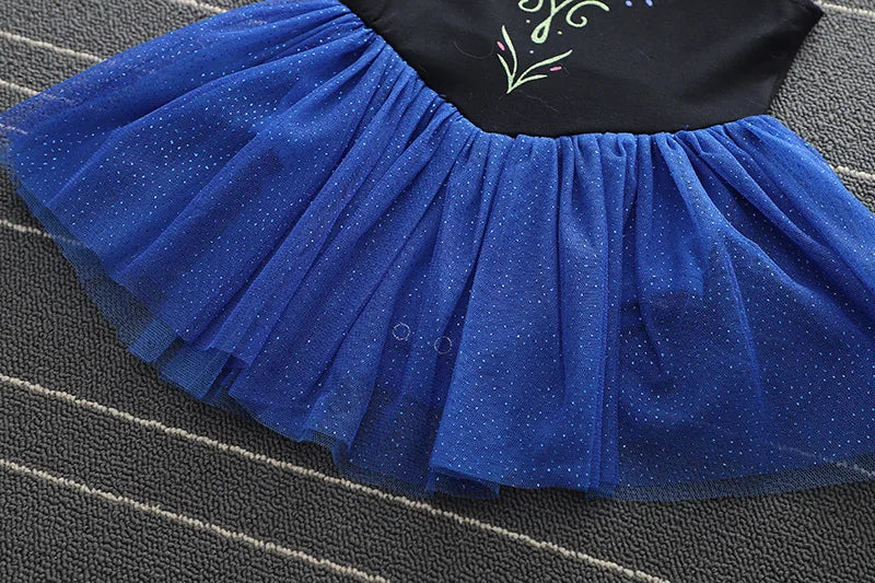 2026 Infants and Toddlers Classic Elsa Blue Short-Sleeved Princess Skirt Girl Cosplay Princess Anna Clothing + Accessories Set