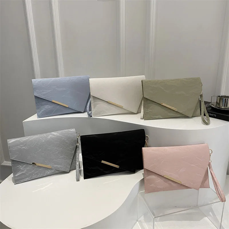 Fashion Women Clutch Soft PU Leather Solid Color Evelope Bag Wristlet Bags Female Small Handbags Day Clutches Evening Party Bags