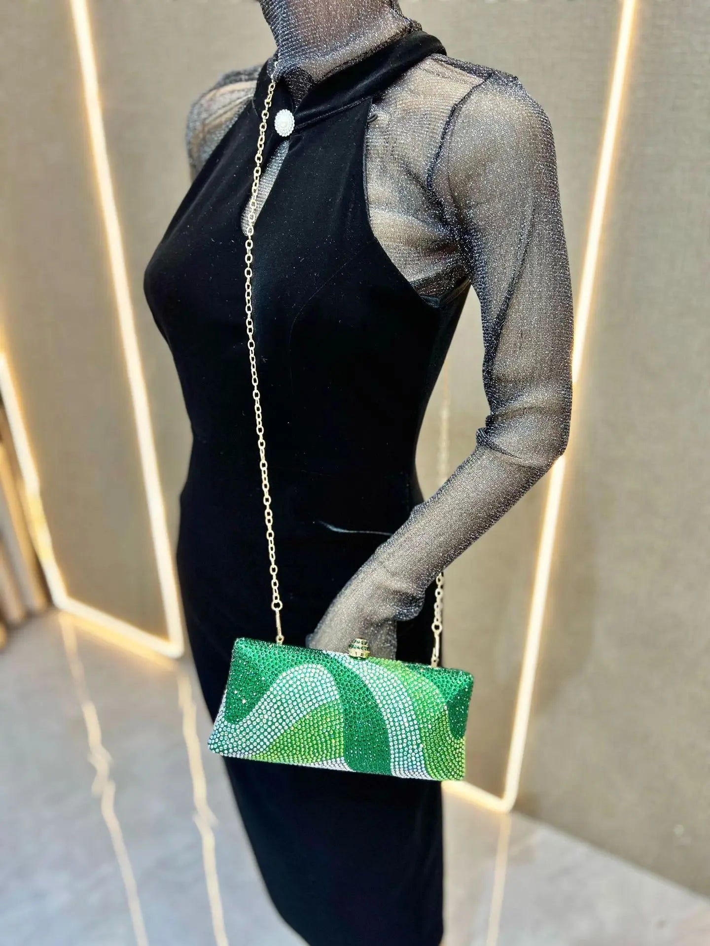 Fashion Trendy Party Bag Evening Shiny Rhinestone Clutch Phone Holder Large Capacity Women's Daily Use Glitter Party Bag