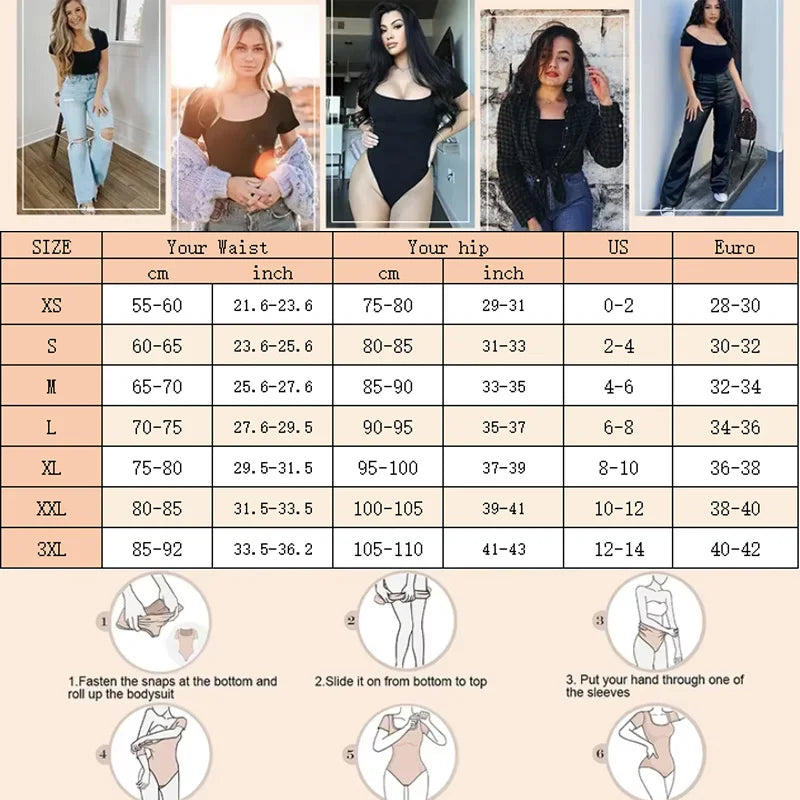 Bodysuits Sexy Ribbed One Piece Square Neck Short Sleeve Bodysuits Tummy Control Open Crotch Bodysuit Shapewear Suit