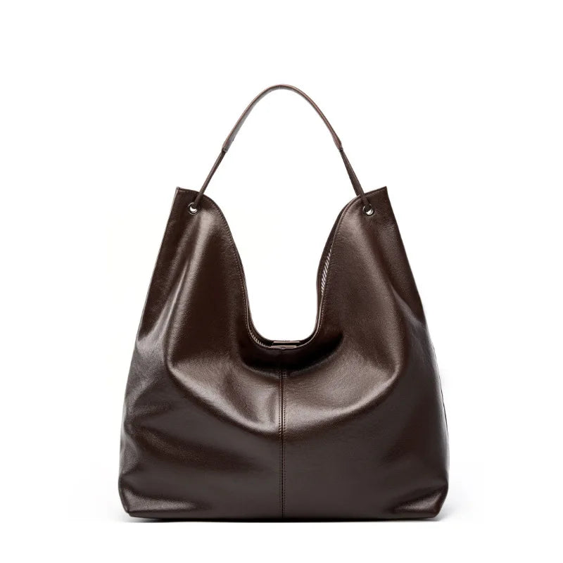 New Women's Large Capacity Genuine Leather Handbag Fashion Single Shoulder Underarm Bag for Ladies Commuting Stylish Girls Bag