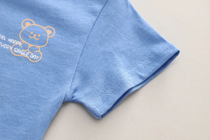 Infant New Summer Boys Clothes Set Children's Cartoon T-Shirt Shorts 2-Piece Toddler Fashion Tracksuit for Babies Aged 1-5 Years