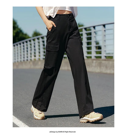Women Pants Urban Workwear Cargo Wide Leg Loose Straight Casual Style Slim Street Daily Trousers 2026 Autumn
