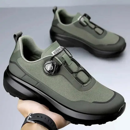 Camping Men's Running Sports Shoes with A Lightweight Comfortable and Versatile Knob Mouth Solid Color Mountaineering Sneakers