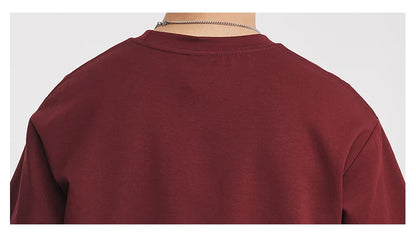 Men's Heavyweight 280g 2026 Summer New Cotton Solid Color Short Sleeve T-Shirt Crew Neck Triangle Label All-match Minimalist Tee