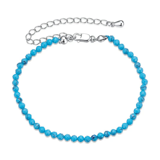 Bracelet en turquoise pour femme 3 mm, fait main, perles de turquoise, cadeau de bijoux élégants, 2 couleurs