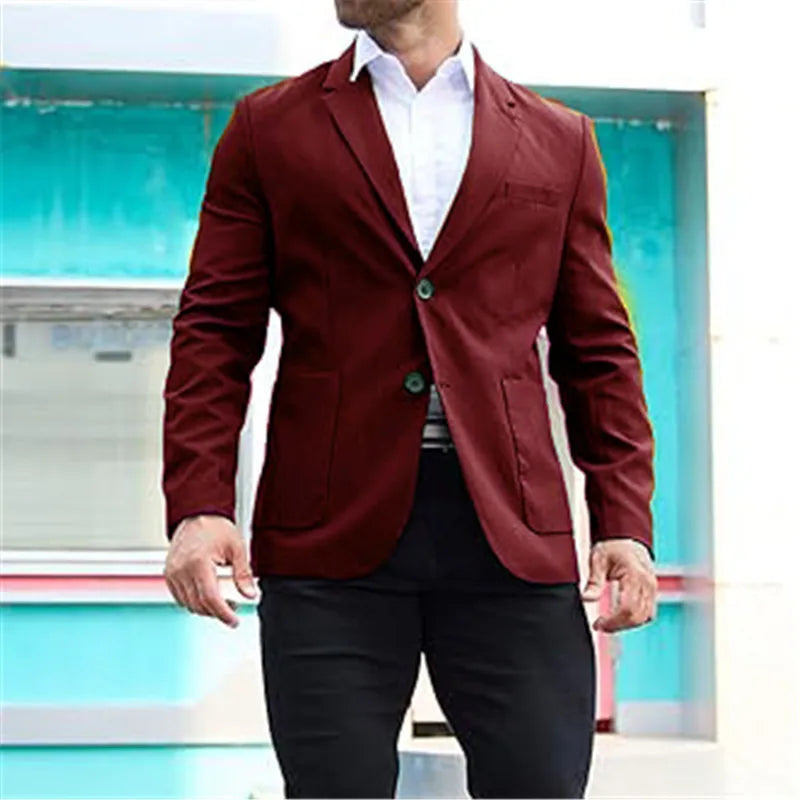 Spring Autumn Men's Business Casual Blazers Solid Fashion Suit Outwear Male Single Breasted Turn Down Collar Office Suit Jacket