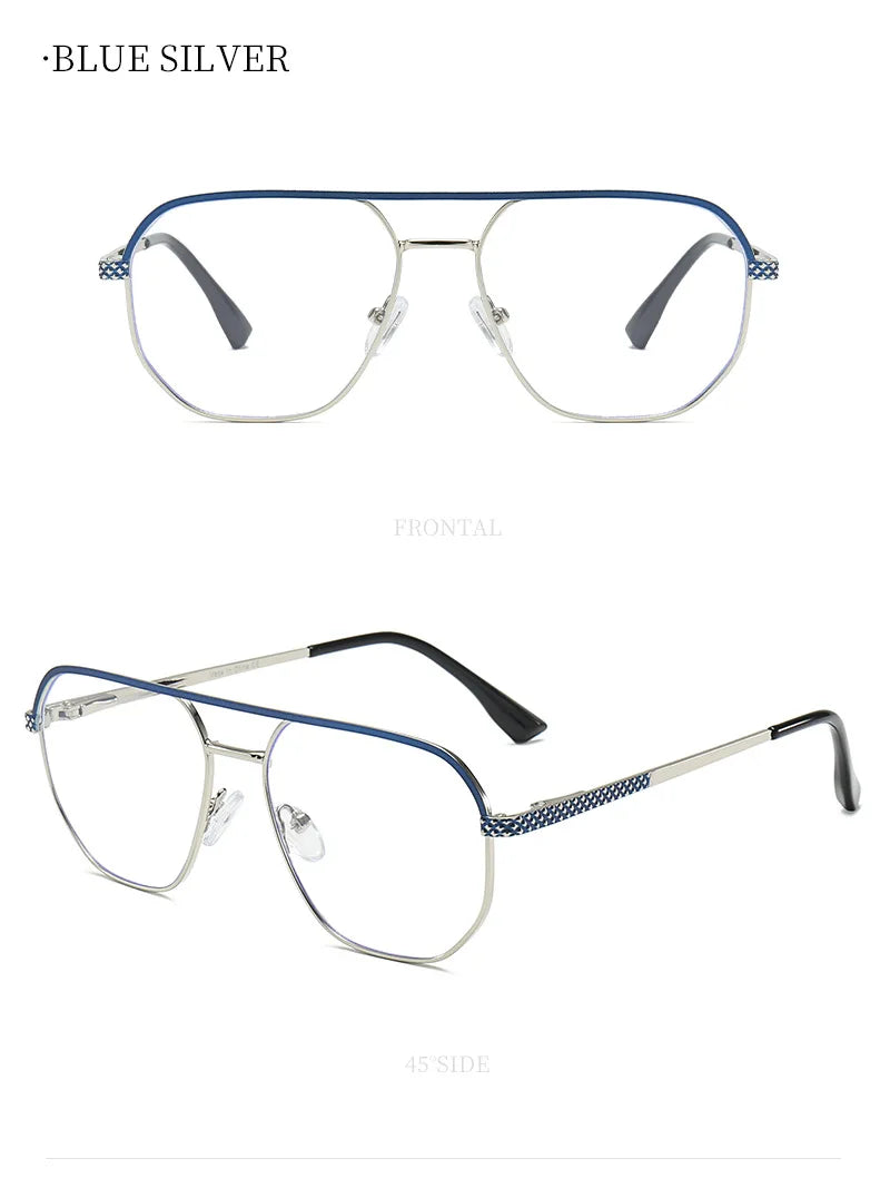 Fashion Metal Eyeglasses Frames New Double-Beam Eyeglasses Frames Anti-Blue Light Eyeglasses Customizable Prescription
