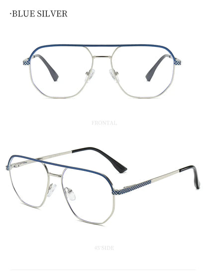 Fashion Metal Eyeglasses Frames New Double-Beam Eyeglasses Frames Anti-Blue Light Eyeglasses Customizable Prescription