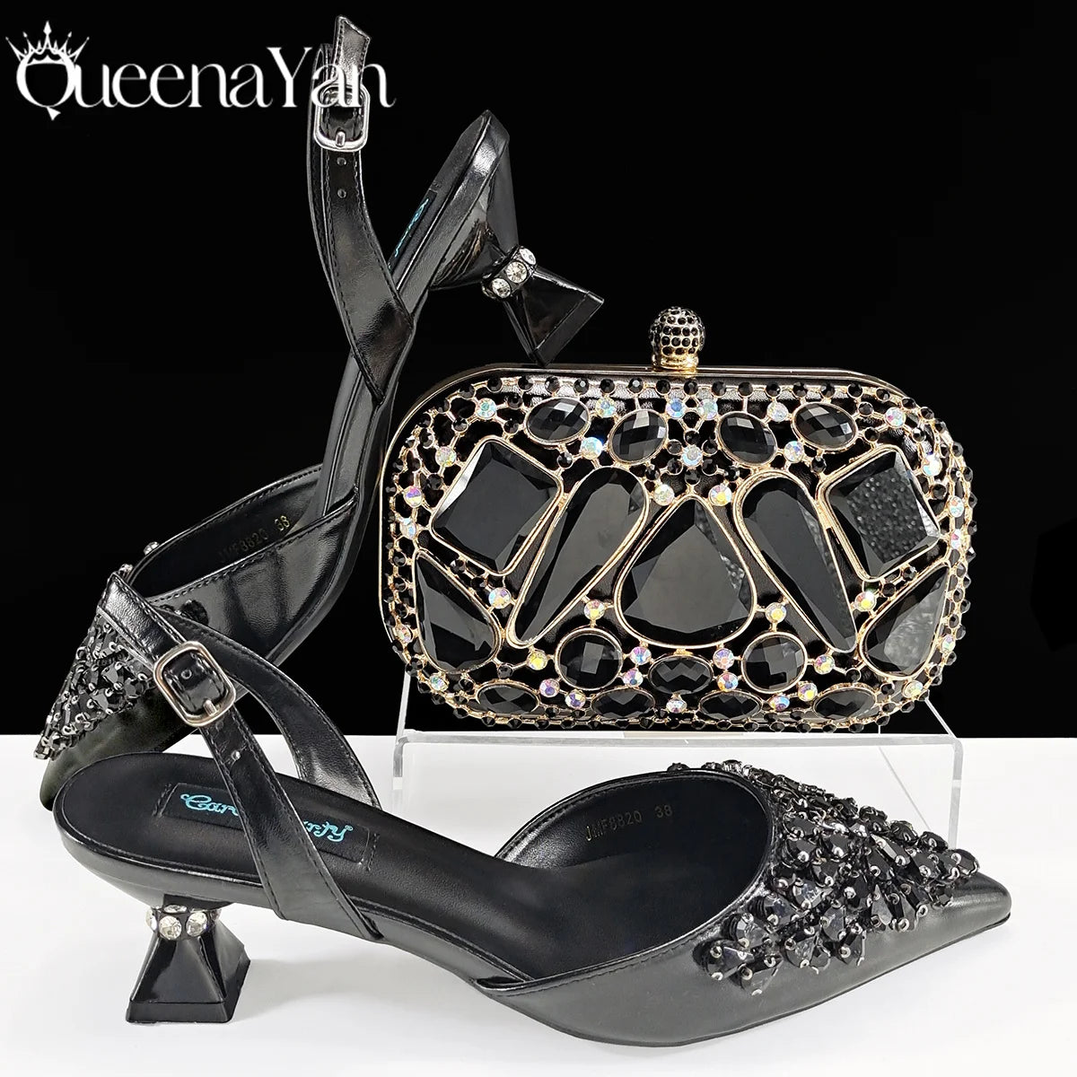 Italian Shoes and Handbags Accessory Set with Rhinestone Metal Embellishments Wedding Shoes Bridal Shoes Designer