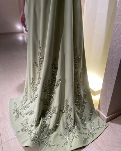 Customized  High Quality Boat Neck Sheath Stole Appliques Party Dress Floor Length Formal Evening Gowns Выпускные платья 이브닝드레스
