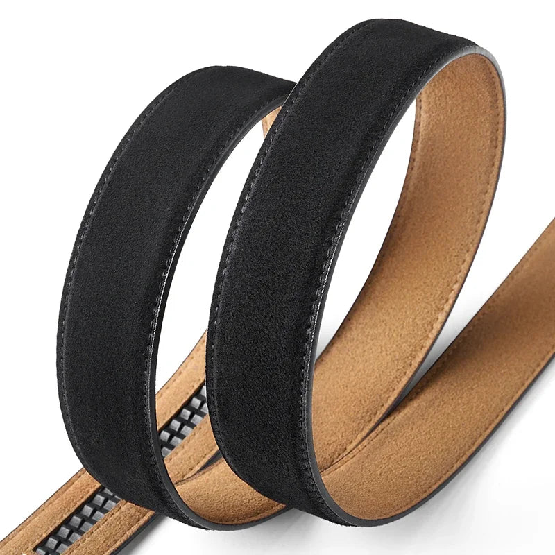 Suede Leather Automatic Buckle Belt for Men Adjustable Ratchet Belt Genuine Men's Leather Belts Fashion Designer Belt Men