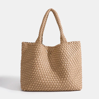 Designer Knitting Fashion Ladies Handbags And PU leather Large-capacity Women's single-shoulder bag Beach Travel Bags