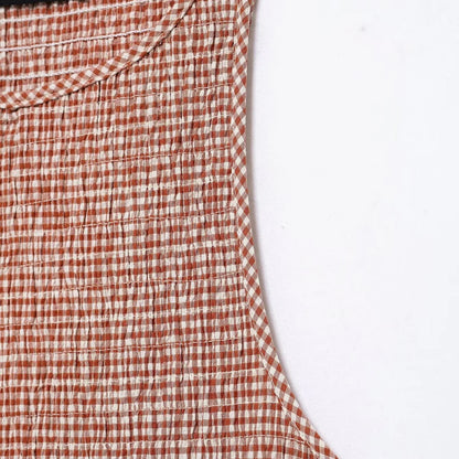 Dress for Women Fashion Summer New Plaid Fold Sleeveless O-neck Midi Vest Dresses French Chic Female Evening Clothing