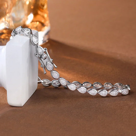 Bracelets de tennis certifiés en moissanite goutte d'eau de 0,2 carat sertis clos en argent sterling 925, bracelet diamant taille poire pour femmes