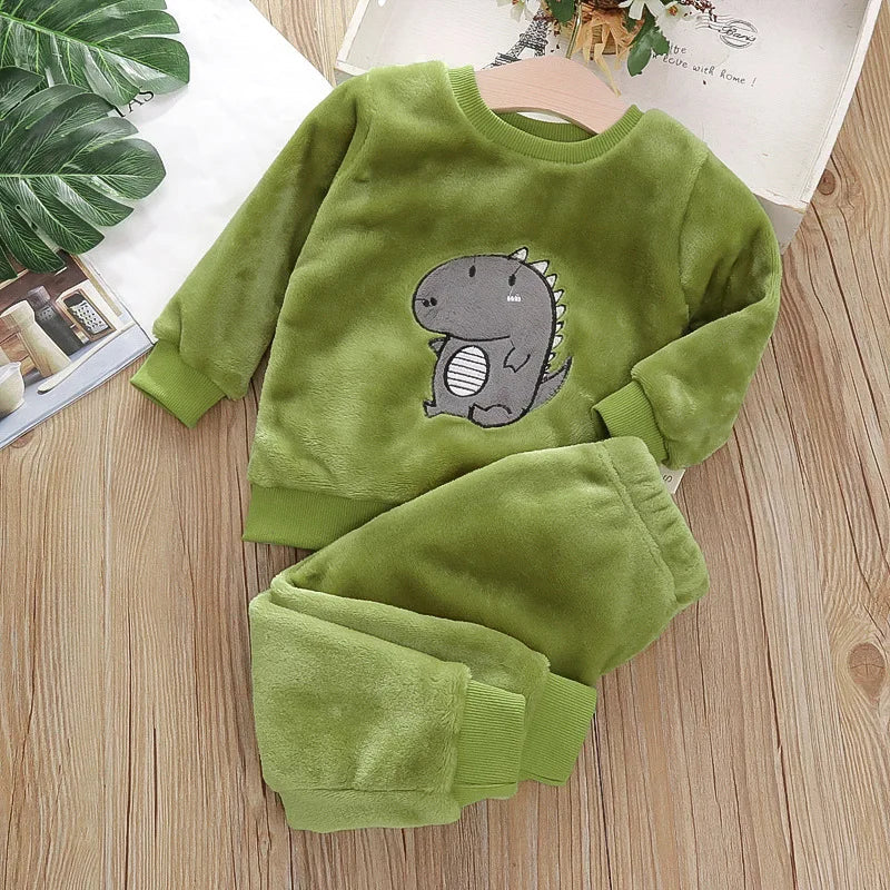 New Autumn Winter Baby Clothes Children Sleepwear Girls Fashion Cartoon Long Sleeve Top Pants Toddler Boys Costume Kids Pajamas