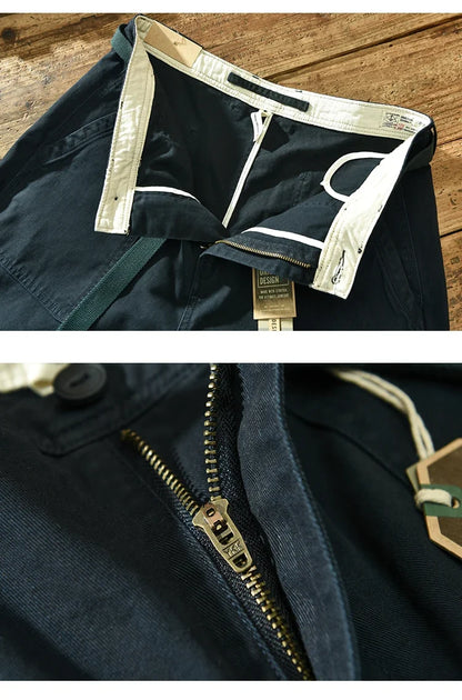 100 Cotton Men's Cropped Pants Trendy Straight Fit Cargo Trouser Male Ankle Length Korean Style Jappan Vintage Y2K Casual Khaki