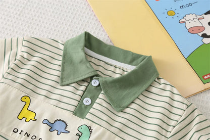 New Summer Baby Boy Clothes Set Toddler Boys Striped Cartoon T-shirt Short Pant 2-Piece Casual Infant Children's Clothing Outfit