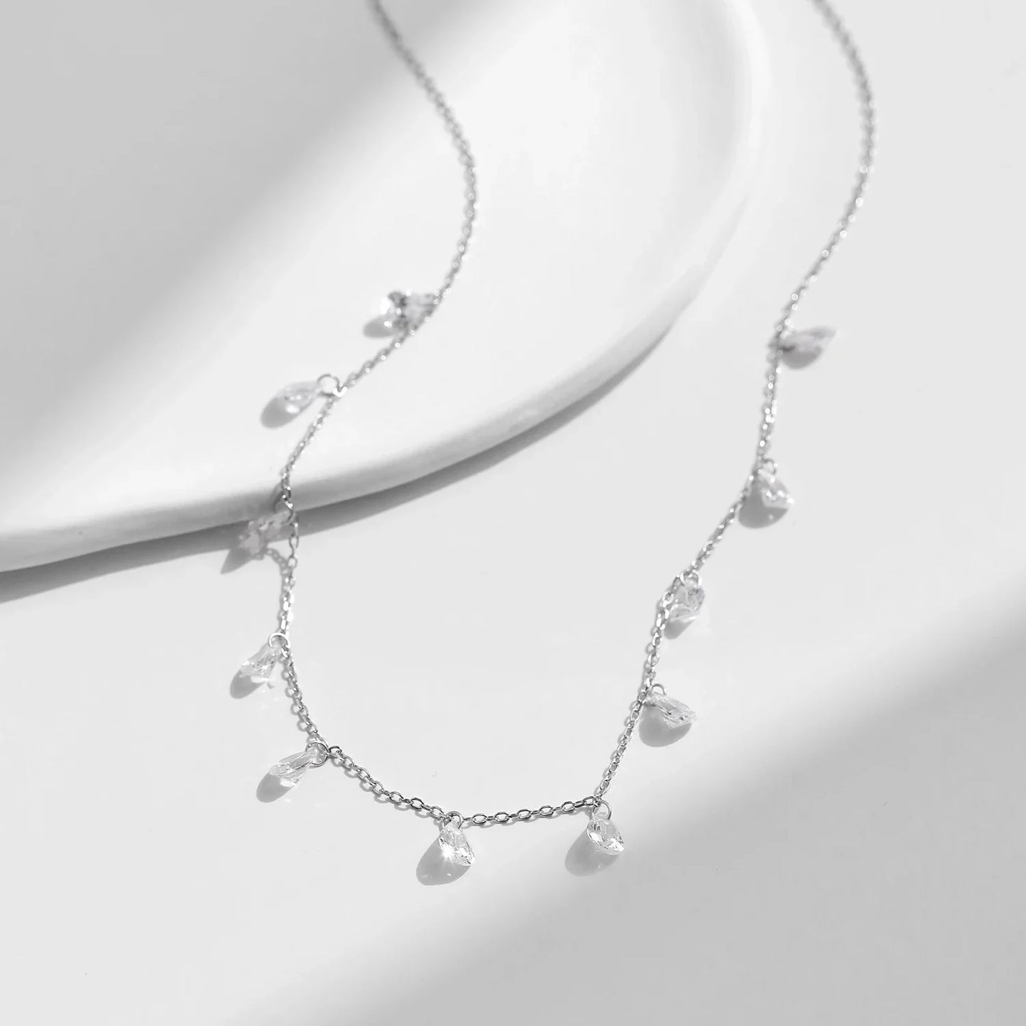 925 Sterling Silver Stackable Clavicle Chokers Necklace Sparkling Zircon Neck Chain for Women Fine Jewelry