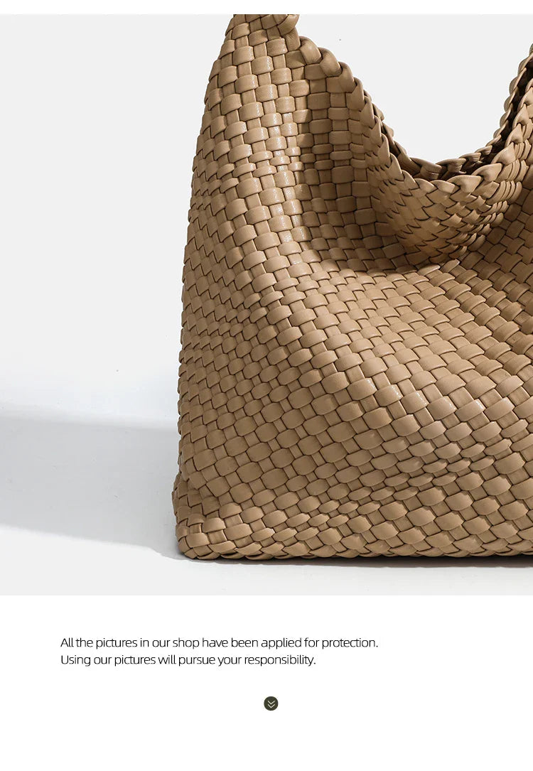 Designer Hand knitting bag PU Large women's Woven tote bag Mistress gift luxury bag original mark bags CasuaL side bag for women