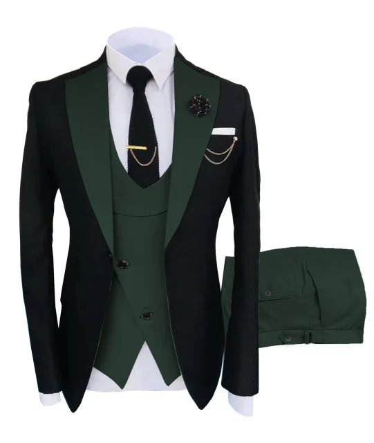 New Costume Slim Fit Men Suit Slim Fit Business Suits Groom Black Tuxedos For Formal Wedding Suit Jacket Pant Vest 3 Pieces