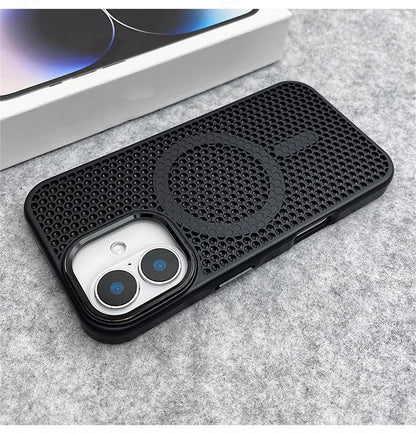 Heat Dissipation Mesh For Magsafe Magnetic Wireless Charge Case For iPhone 16 15 14 Plus 13 12 17 Pro Max Breathable Armor Cover