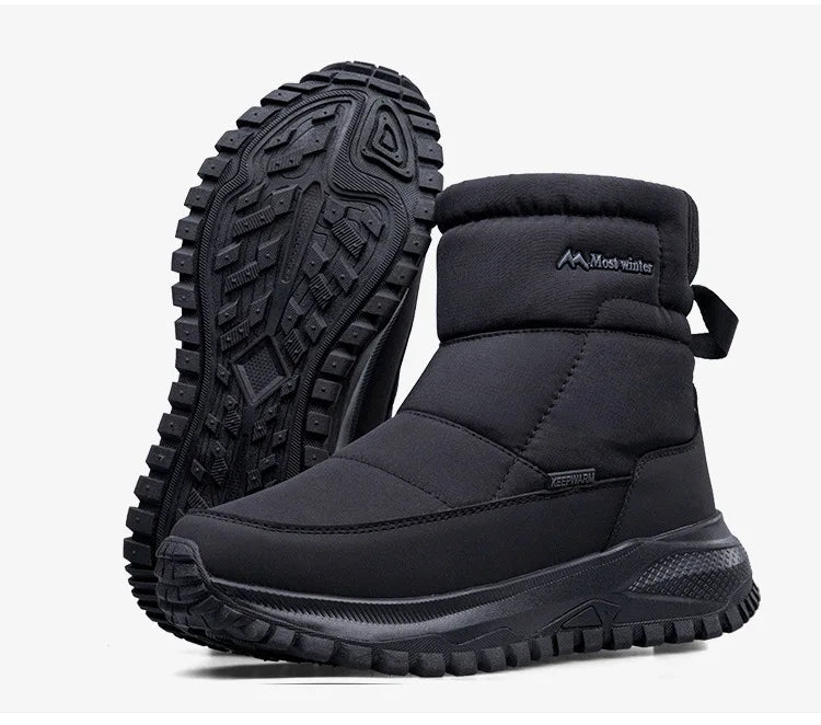 Brand Winter Sneakers Men's Boots Thick Plush Warm Men's Snow Boots Soft Non-Slip Men Ankle Boots Outdoor Waterproof Men's Boots