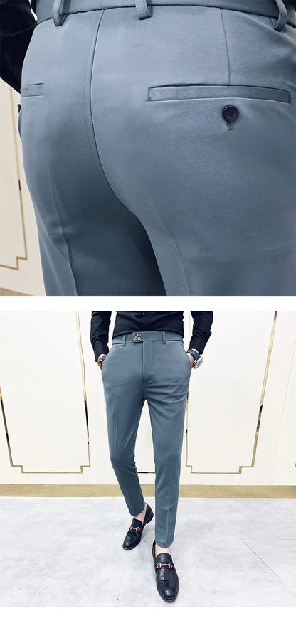 2026 Spring Summer Men's Casual Pants Formal Business Men Solid Color Slim Fit Office Social Trousers Wedding Party Suit Pants