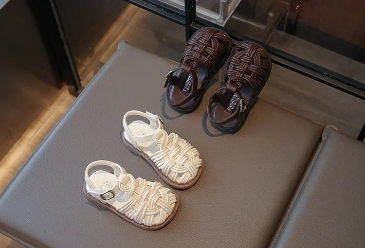 New Sandals Summer Children's Woven Casual Baby Shoes Girls Beach Shoes Slipper Baby Girl Shoes Size 22-31