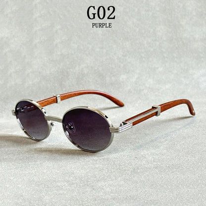 Oval Sunglasses Women 2024 Trendy Designer Wooden Sunglasses Men Luxury Fashion Glasses Vintage Lentes De Sol Mujer Zonnebril